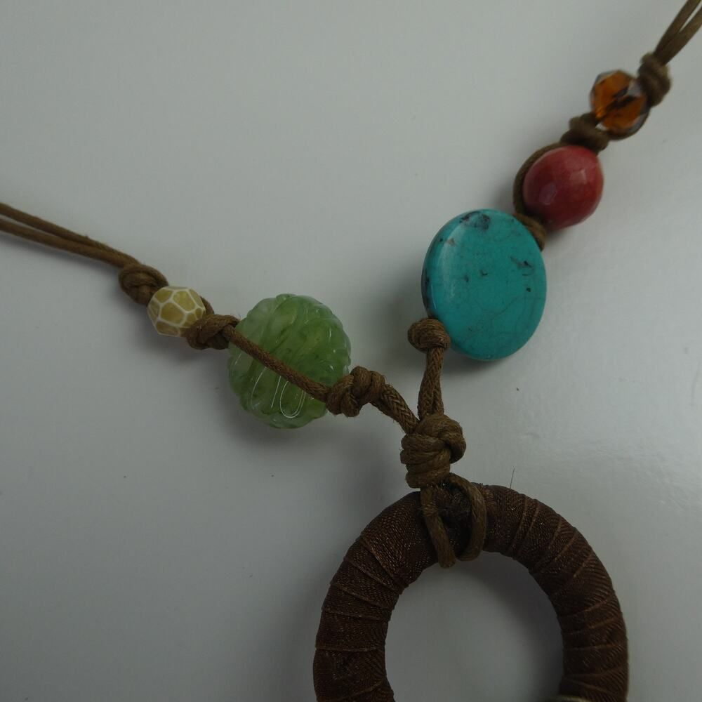 Dangle Statement Dangle Beaded Genuine Stone Cord… - image 3